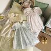 2026 Kids Girls Short Sleeve Dress Floral Print Peter Pan Collar Princess Style Casual Toddler