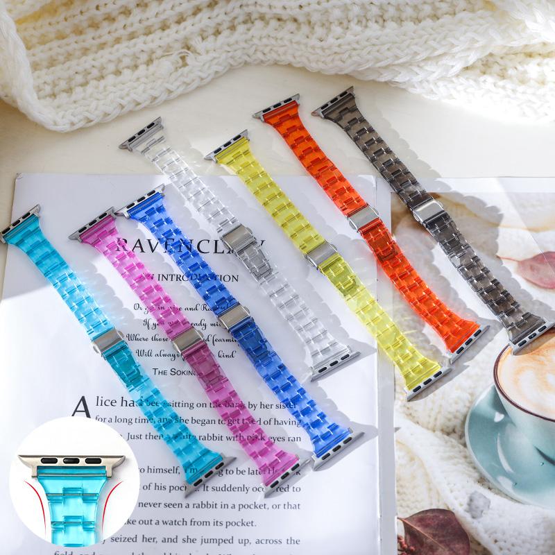 Resin Band for Apple Watch Series 10 46mm/Ultra 2 Ultra 49mm/Series 9 8 7 45mm/6 5 4 SE (2023) SE (2022) SE 44mm/3 2 1 42mm Jelly Watch Strap