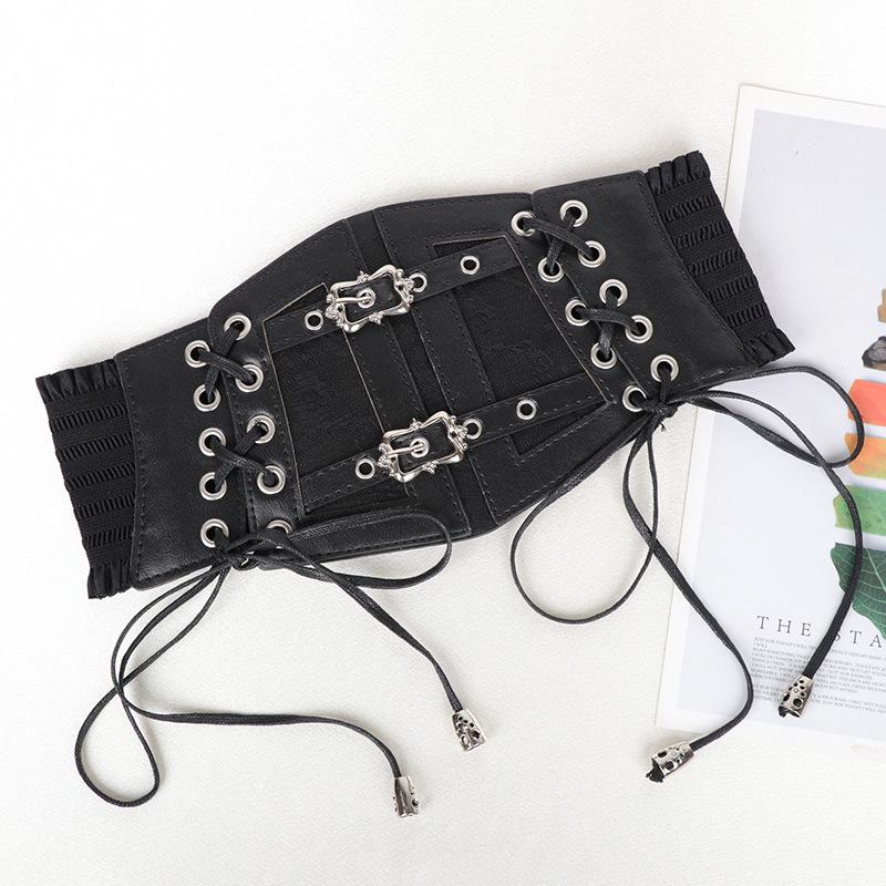 Ceinture Cinch Haut de Gamme Noire Élastique pour Femme avec Accessoires de Mode pour Vêtements d'Extérieur et Trench-Coats