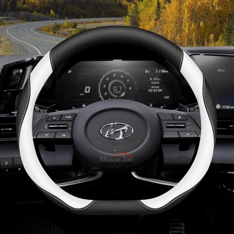 Leather Car Steering Wheel Cover for Hyundai I30 Tucson Nx4 I20 Ix35 Accent I10 Getz Kona I40 Elantra H1 I30n Santa Fe Veloster