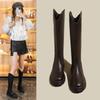V-shaped Women's Thick-soled Boots Autumn and Winter Knee-high Boots Chelsea Elegant Back Zipper Outdoor Fashion Botas Mujer