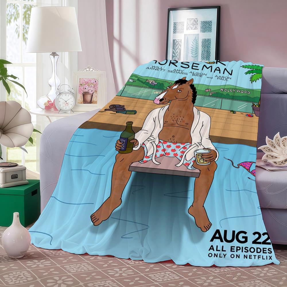 B-BoJack Funny H-Horseman Blanket Warm And Soft Suitable For Bedroom Living Room Sofa Bed Office Travel Camping 30x40in