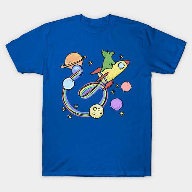 Men Black Print T-shirt The Triceratops On The Rocket No-Cut Transfer Paper Print Cotton Tshirt S