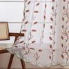 Rod Pocket Design Semi Sheer Curtain Easy Installation Wheat Embroidered Voile Drape Light Filtering for Home Decors
