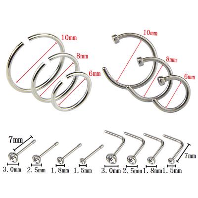 14 Adet/Set Paslanmaz Çelik Menteşeli Segment Burun Halkası Kemik Çıtçıtlı Halkalı Vücut Piercingi