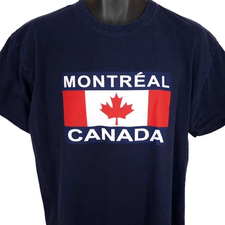 Винтажная футболка Монреаль Канада Мужская Размер XL Синяя Y2K Место назначения путешествия M