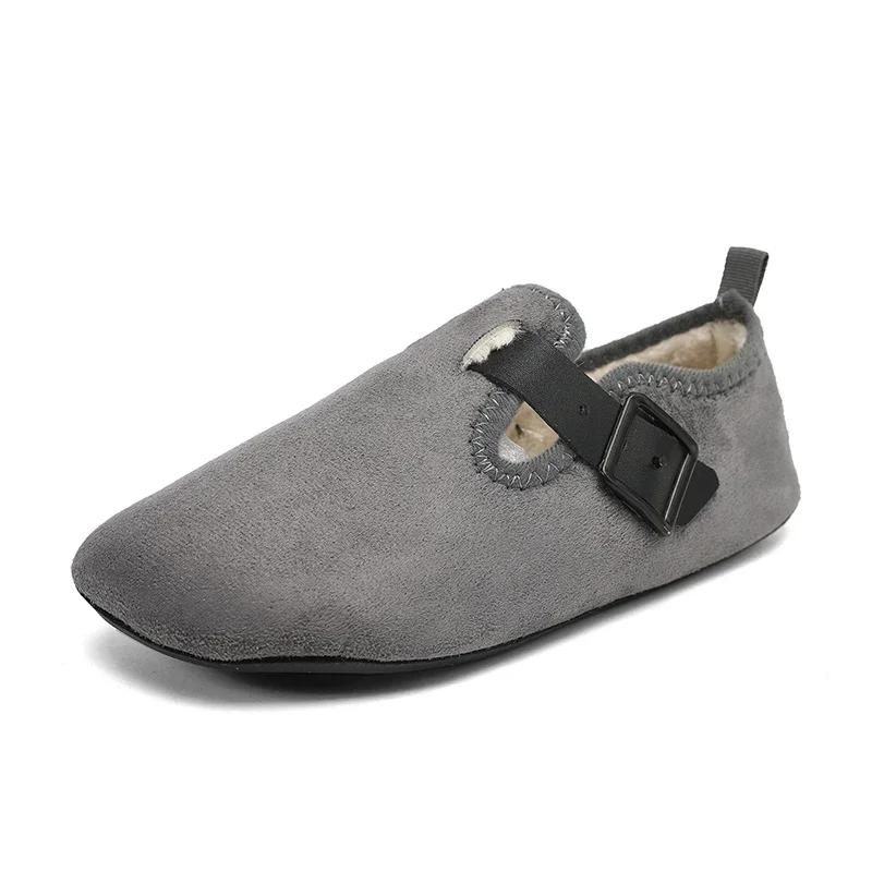 Fashion Couple Winter Toe Wrap Warm Plaid Cotton Slippers Thick Soft Sole Slides Men Women Indoor Floor Flat Home Non-slip Shoes