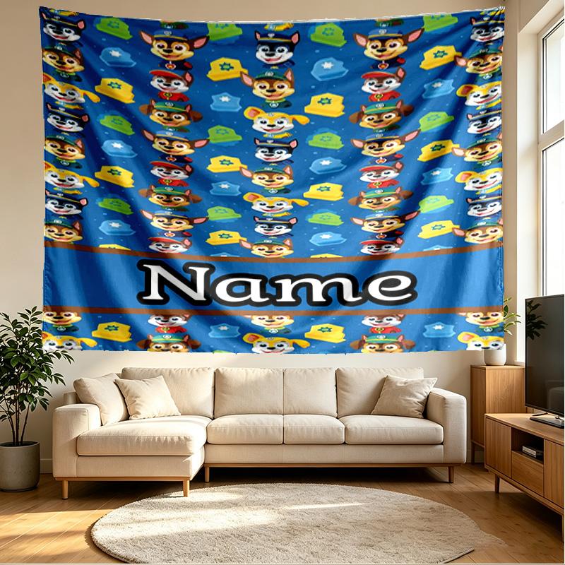 Custom Name Personalized PAW Patrol Print Tapestry, Wall Art Decor, Bedroom, Dorm, Apartment, LivingRoom, Party Backdrop, Gift for Birthday