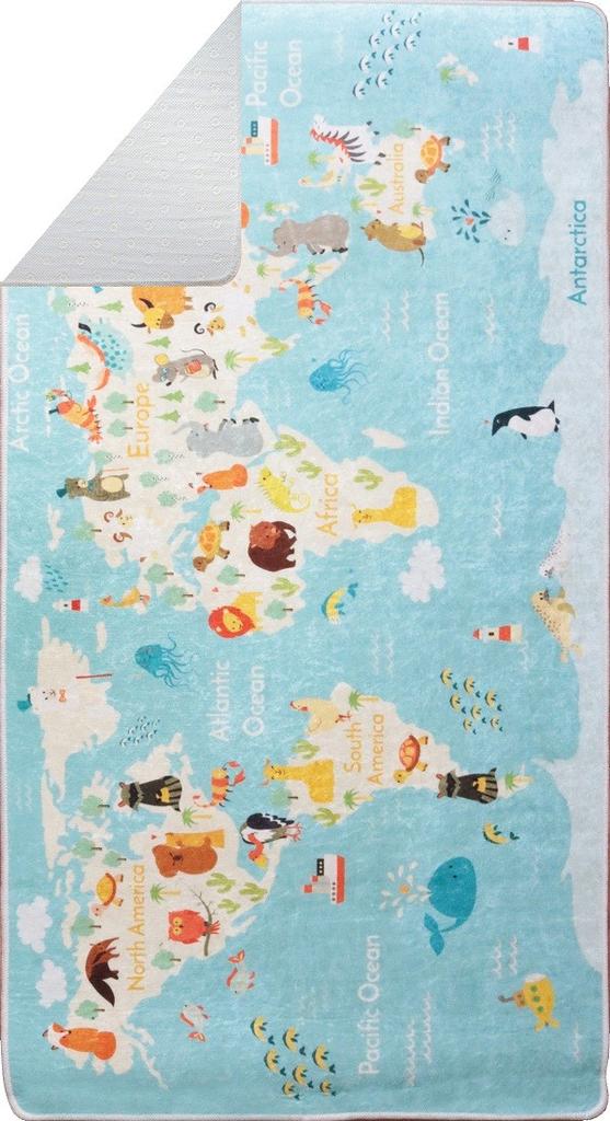 Children's Bedroom Rug 100x160 Cm Polyester World Blue