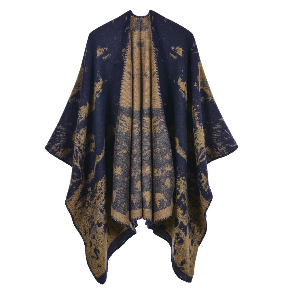 Women's Fashion Jacquard Imitation Cashmere Shawl - Thickened, Warm, Large Cape Scarf