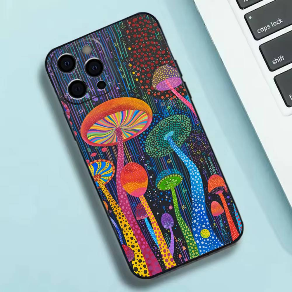 Trippy Psychedelic Mushrooms Phone Case Silicone Soft For IPhone 17 16 15 14 13 12 11 X XR Plus Pro Max Plus