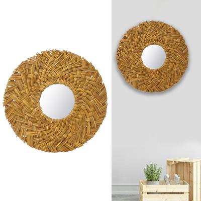 Nástěnné zrcadlo z proutí Retro Krásné proutěné závěsné zrcadlo pro dekoraci koleje