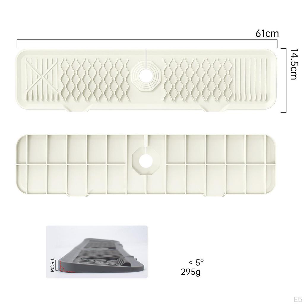 Kitchen Silicone Faucet Catcher Tray Mat Foldable Length 61cm Keep Your Countertop Dried and Clean