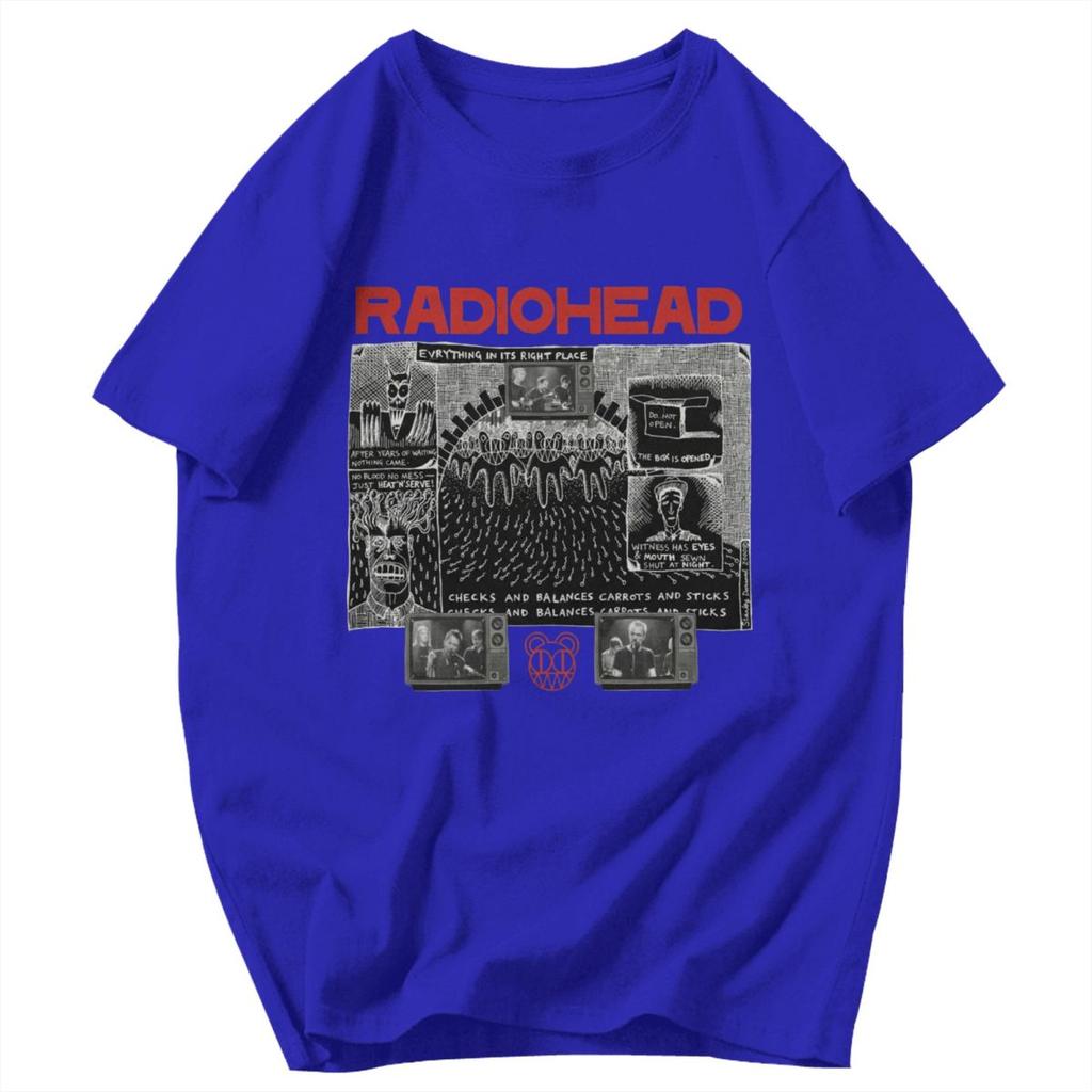 Men T Shirt Everything In Its Right Place Rock Radio Head Band Vintage Summer Y2K Graphic Oneck Unisex Clothing T Shirts