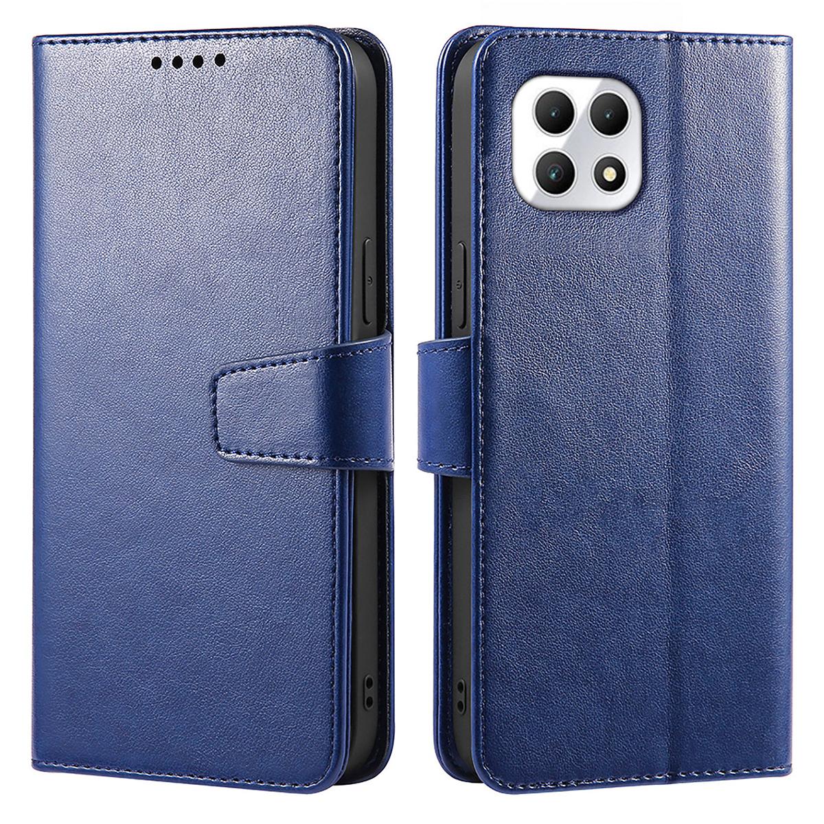 

For T-Mobile REVVL 7/T Phone 2 Case Stand Strong Magnetic Leather Phone Cover Blue