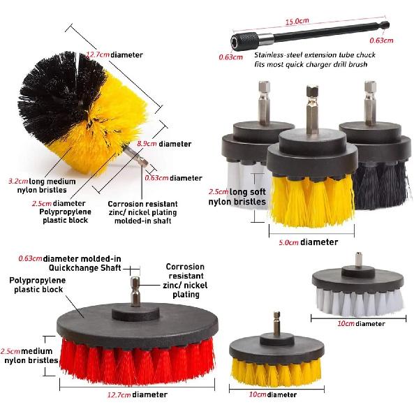 23 Pcs Brush Attachment Drill Set with Polishing Attachment Cordless Screwdriver for Car Rims Bathtub Sink Kitchen Wheels Grill