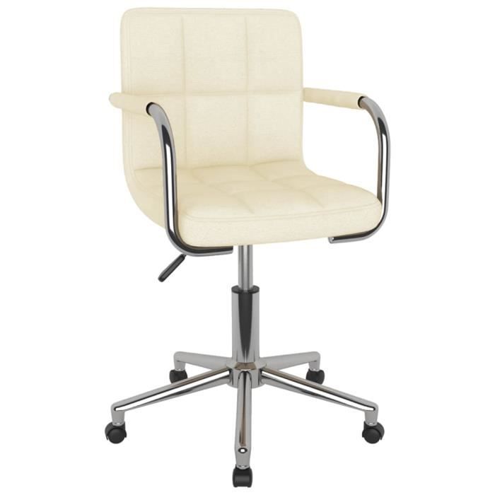 VidaXL Chaise pivotante de bureau Crème Tissu