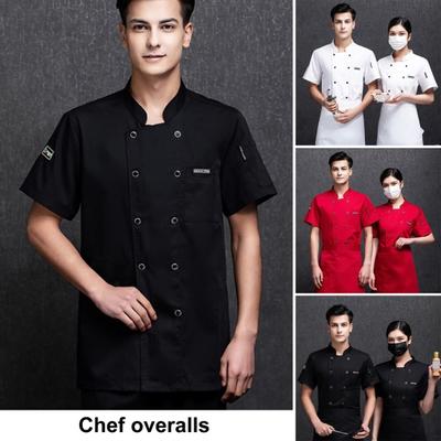 Unisex Kochhemd Küche Zweireihig Kurzarm Stehkragen Weiche Brusttasche Atmungsaktiv Schmutzabweisend Locker Küche Bäckerei