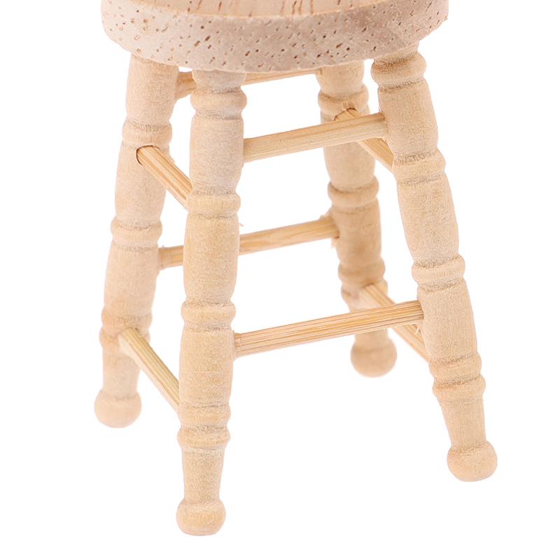 1/12 Dollhouse Miniature Wooden Stool Simulation Chair Furniture Toy Decoration