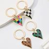 Cute Enamel Keychain Colorful Heart Key Ring Love Key Chains For Women Men Handbag Accessories Car Key DIY Handmade Zircon Gift