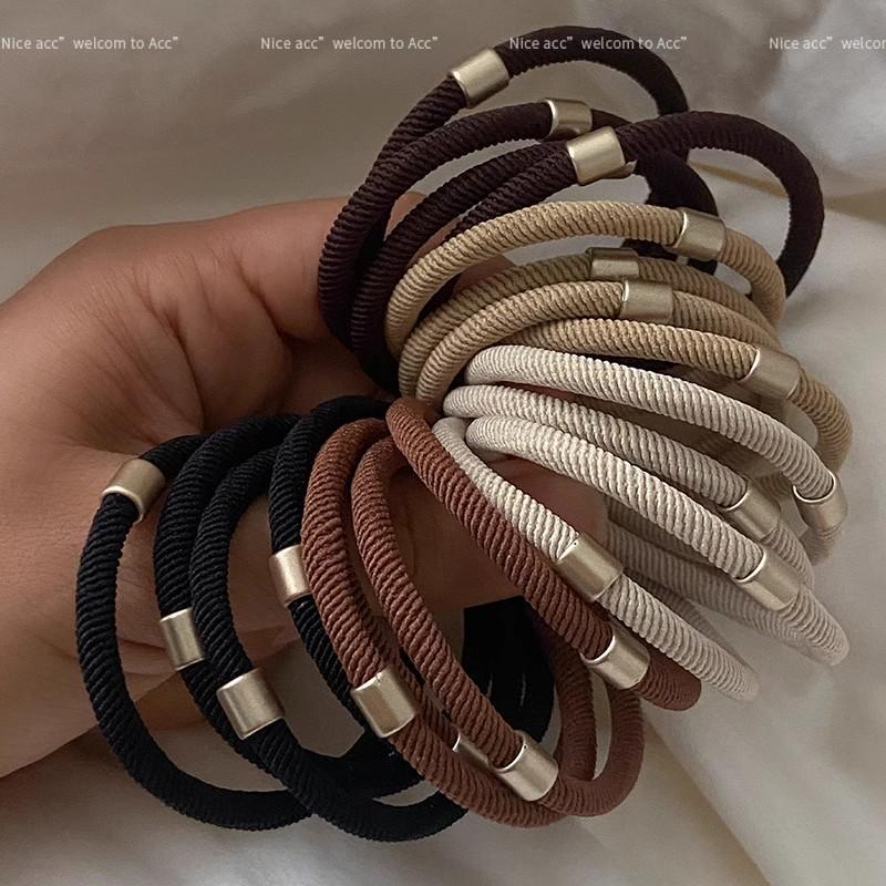 Korean Style High Elasticity Black Hair Tie for Women - Durable, Flexible Rubber Band for Ponytails and Hair Accessories