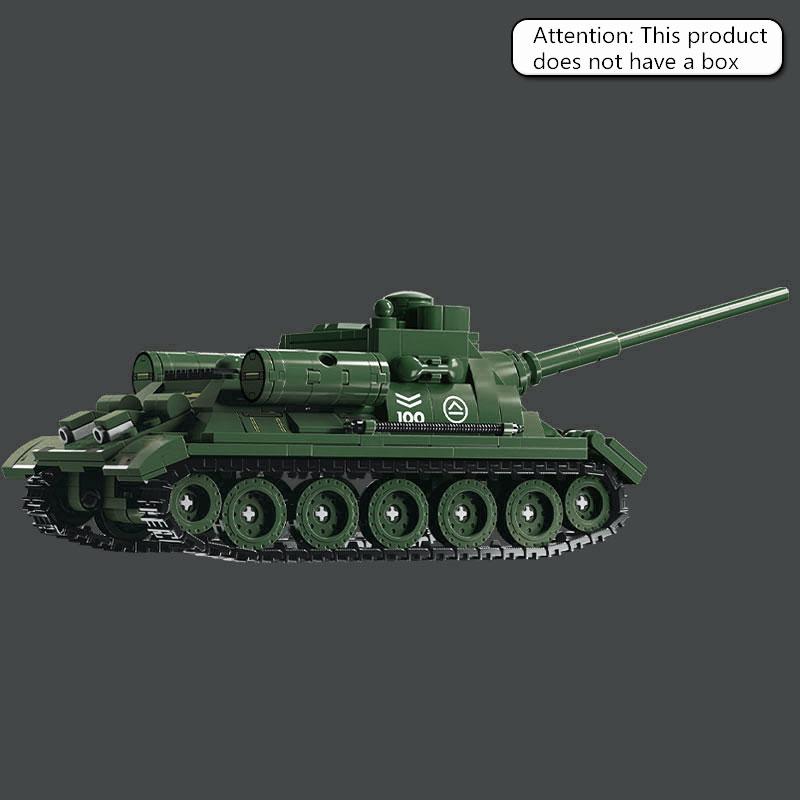 SU-100 Stridsvagnskrossare byggklossar, 552 delar pansarfordon militärt pussel leksaker, barns handgjorda DIY födelsedagspresenter
