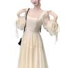 Minimalist Spring Korean Style Long Sleeve Dress With Mandarin Collar For Casual Wear