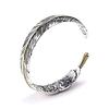 Vintage Carved Pattern Feather Bangle Bracelet Creative Design Opening Adjustable Men And Women'S Models