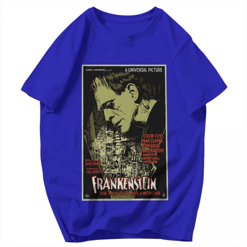 Men T Shirt Frankenstei Vintage Cotton Y2K Graphic Oneck Unisex Clothing T Shirts