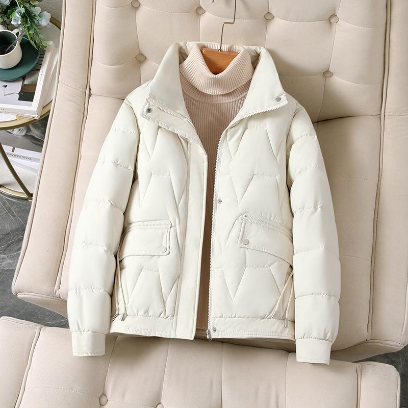 Daunenwattierte Jacke Damen Kurz Joker Stehkragen Wattierte Kleidung Koreanischer Stehkragen Damen Temperament Brot-Kleidung Wintermantel.