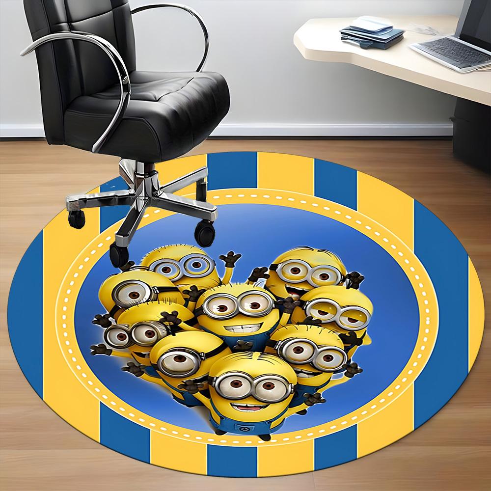 1PC Minions Office Round Rug - Perfect for Office or Study Decor, Non-Slip Backing, Decorative Floor Mat yy250916075