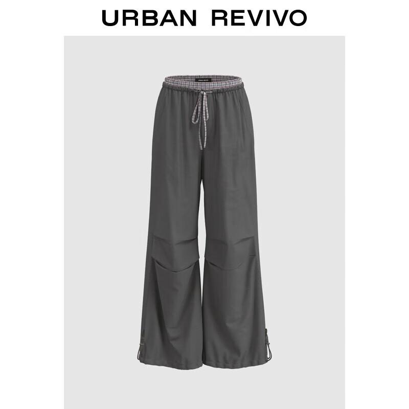 UR Women's Plaid Pleated Drawstring Wide-Leg Pants