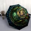 Forest Circle Pattern Umbrella, Portable and Foldable Design, 8 Ribs, a Casual Accessory for Halloween, Christmas, and Birthday Gifts.