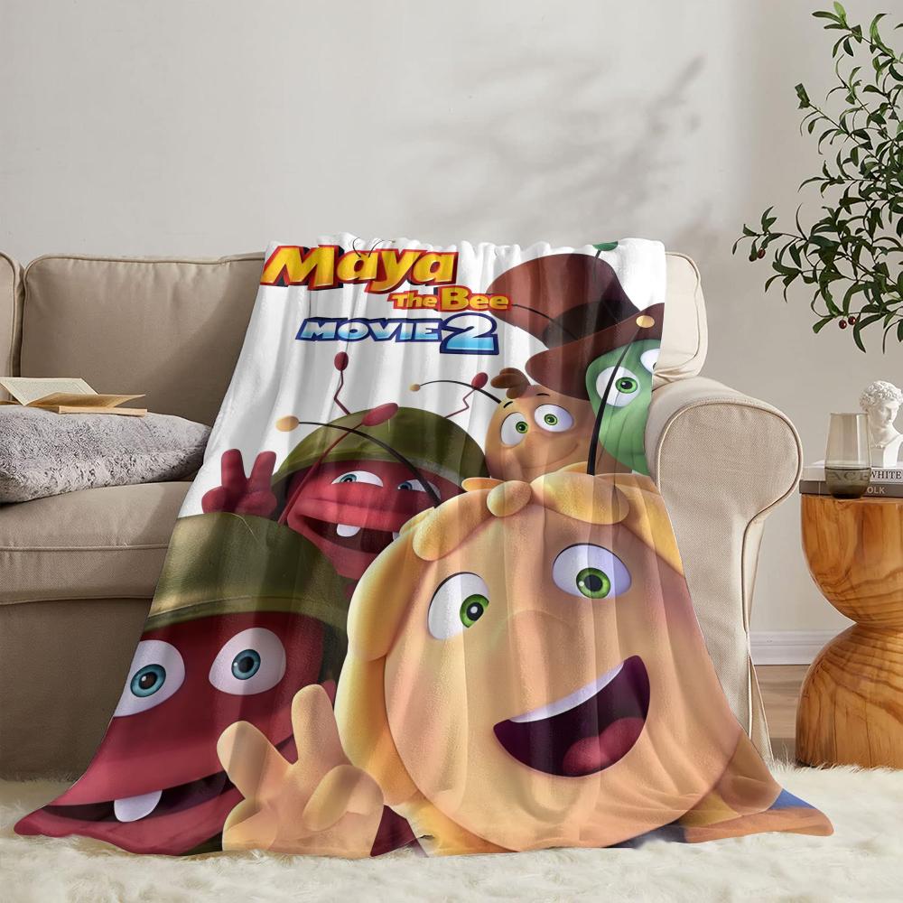 RIPMMaya The Bee With Flowers Throw Soft Flannel Throw Summer Blanket Lightweight Cozy Nap Blanket for Sofa Bed TravelR-I-P
