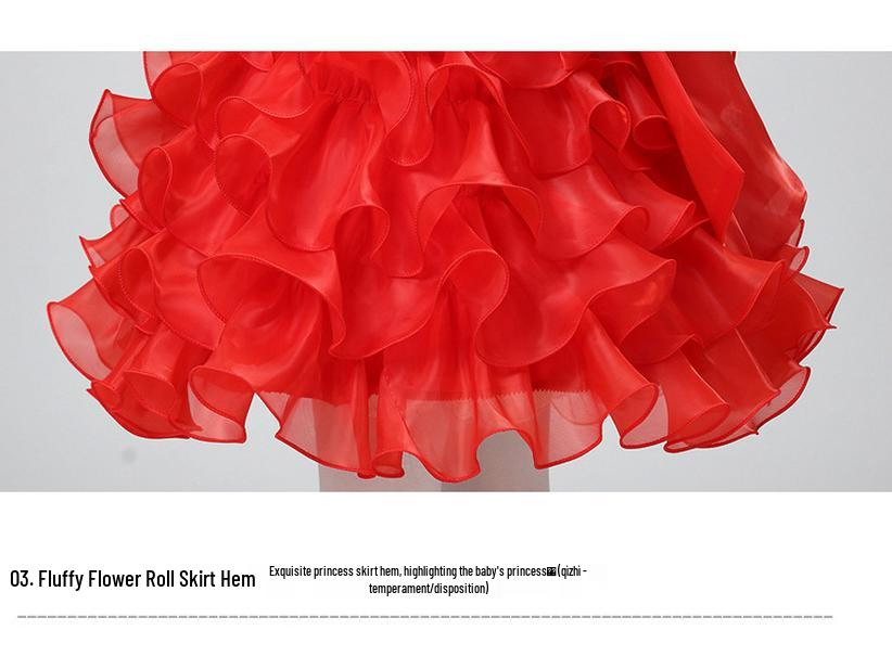 Girls' High-End Formal Princess Dress with Removable Train - Perfect for Weddings, Flower Girls, and Piano Performances