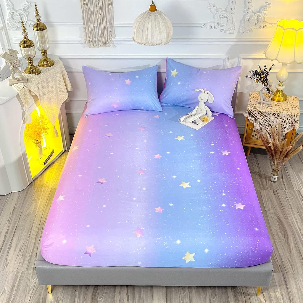 Color Star Theme Pattern Mattress Three-Piece Digital Printing Bedding Set Adult Children