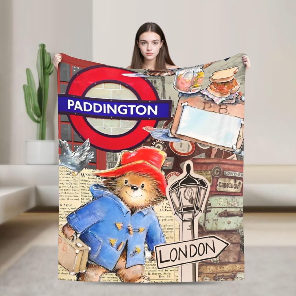 Blankets Britain Paddington Brown Bear Throw Blanket Flannel Bedspread For Couch Chair Sofa Bed Fluffy Sofa Bed Cover
