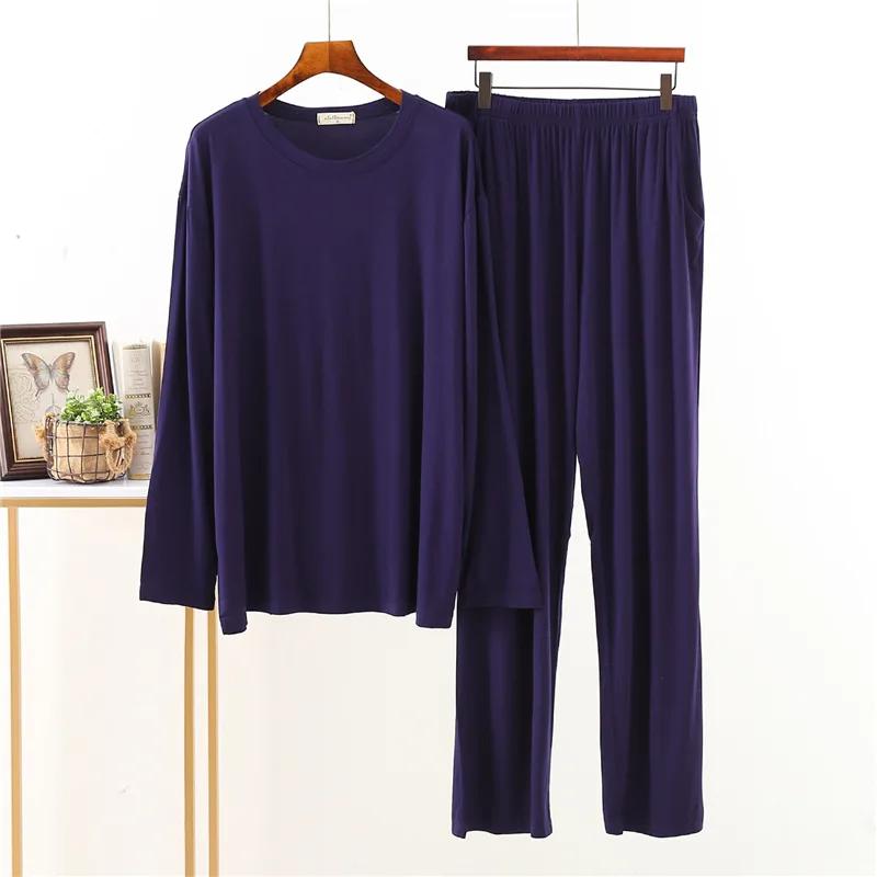 Modal Sleepwear Men's Spring and Autumn Pajamas Long-sleeved Loose Large Size Home Service Suit Men Pajama Set Sleepwear