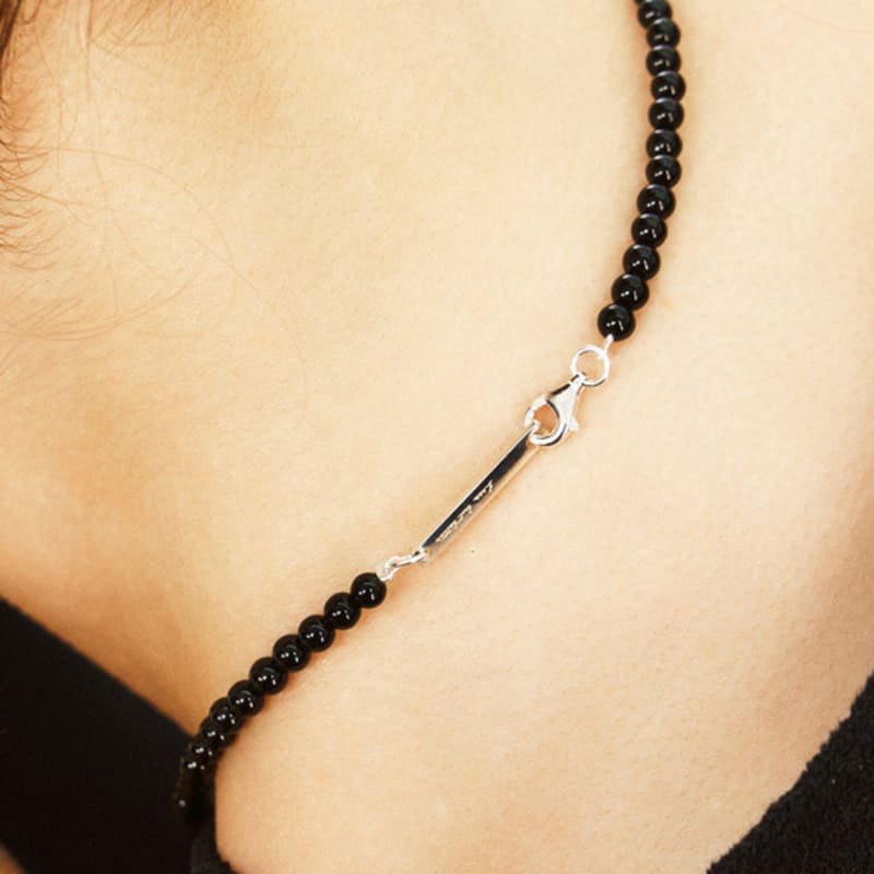 LUNNE Silver 925 Black Onyx Full Moon Necklace #LSN63