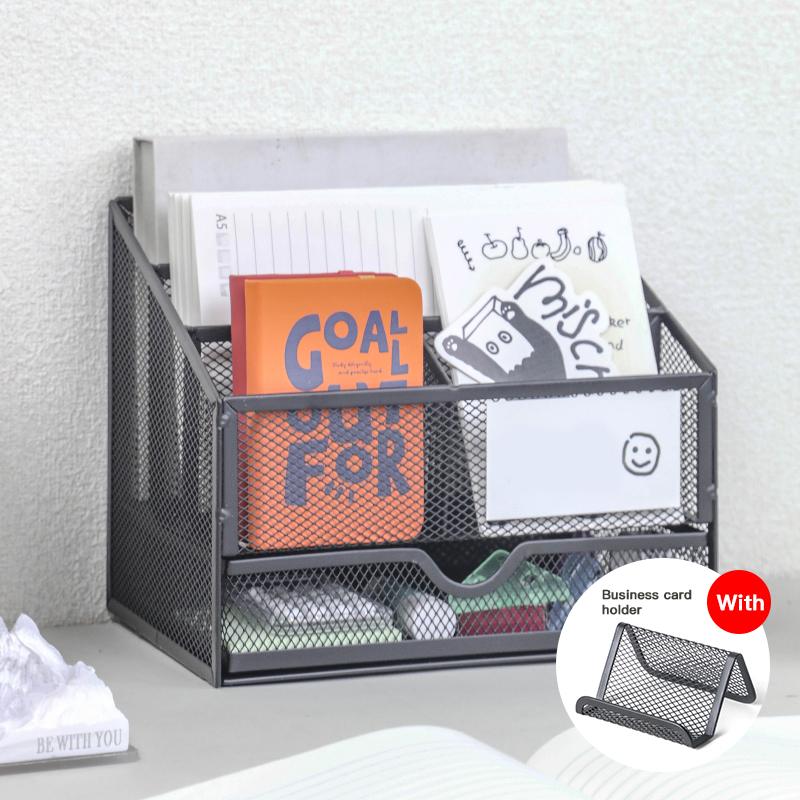Desk Organizer Black Desk Accessories Office storage Desktop pen holder with drawer Home workspace