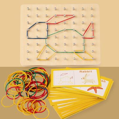 Creative Wooden Shape-Matching Nail Board: Early Education Logic & Art Toy for Kids.