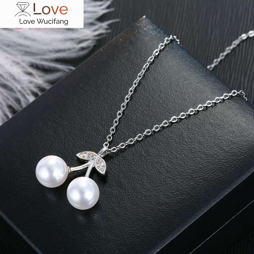 925 Sterling Silver Pearl Cherry Design Pendant Necklae Women Fashion Jewelry Drop Shipping Promotion New Arrival Girl Gift