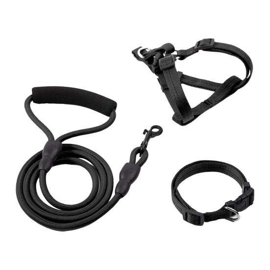 Lesă pentru câine cu mâner căptușit, lesă din frânghie de nailon pentru alpinism cu guler-ham, lesă robustă de 4 picioare pentru plimbări în aer liber, dresaj