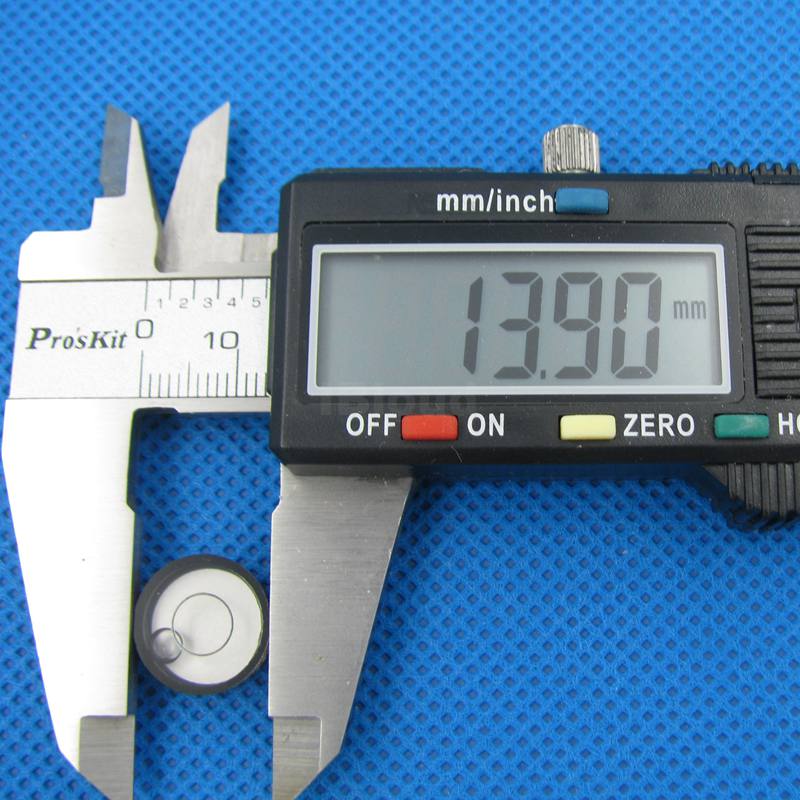 Circular Glass Bubble Level  Round Spirit Level Diameter 14mm with Black Shell and Ticks 1pcs