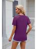 2024 Women's Solid Color Lace Splice Round Neck Short-Sleeve T-Shirt