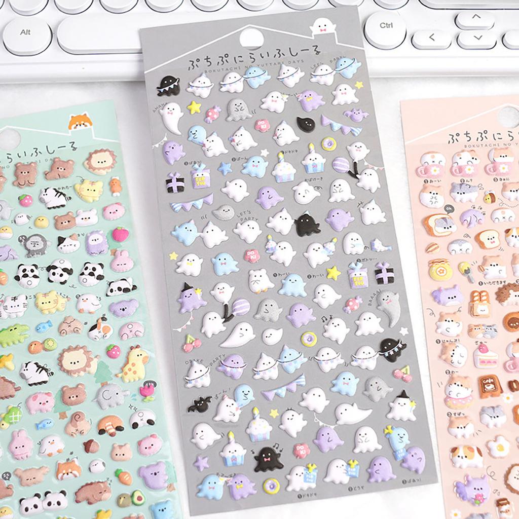 Kawaii Animals 3D Puffy Stickers Cute Cartoon Scrapbooking Sticker DIY Journal Stationery Sticker Deco Aesthetic Art