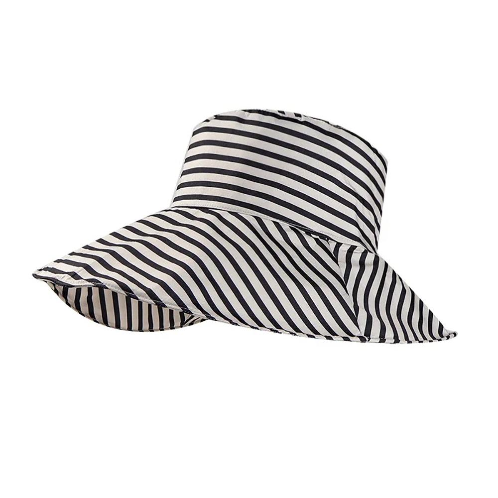 

1Pcs Big Head Circumference Striped Bucket Hat Sunproof Summer Hat Durable Sun Cap Women Style 2