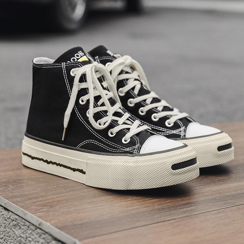 

2025 Spring And Summer New Casual Versatile Niche High-Quality Men s High-Top Canvas Shoes Sneakers Vulcanized Shoes Breathable* 39 чорний