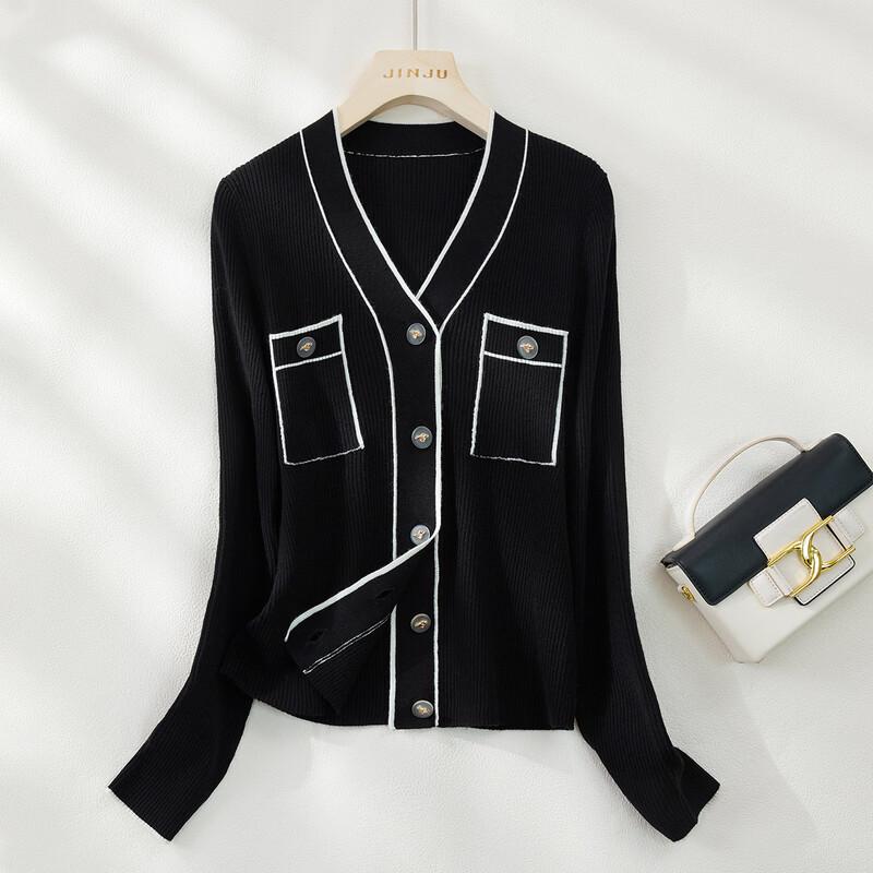 Women s French Style Wool Blend V-Neck Cardigan L