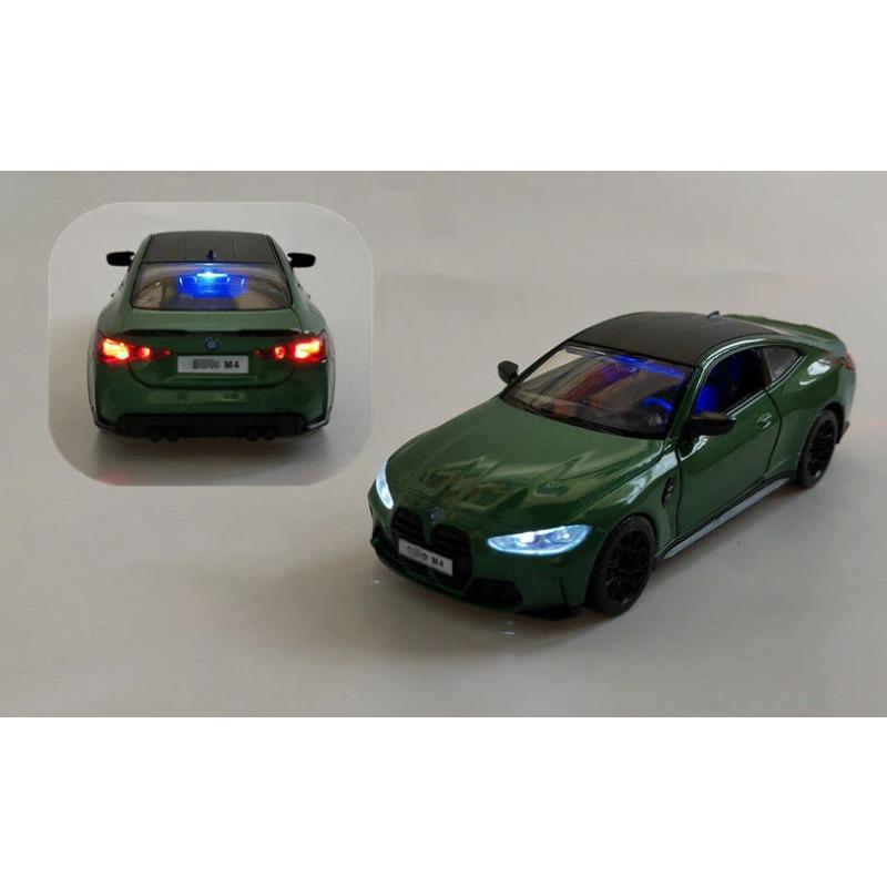 Model de mașină din aliaj BMW M4 IM Supercar 1/32 cu lumină sonoră de tragere înapoi, colecție de cadouri pentru copii, model de jucărie turnat sub presiune